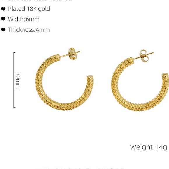 NEW💎18K Gold Plated Braided Hoop Earrings* - Picture 7 of 7